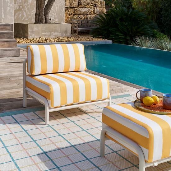 Fauteuil bas de jardin métal acier, thomes