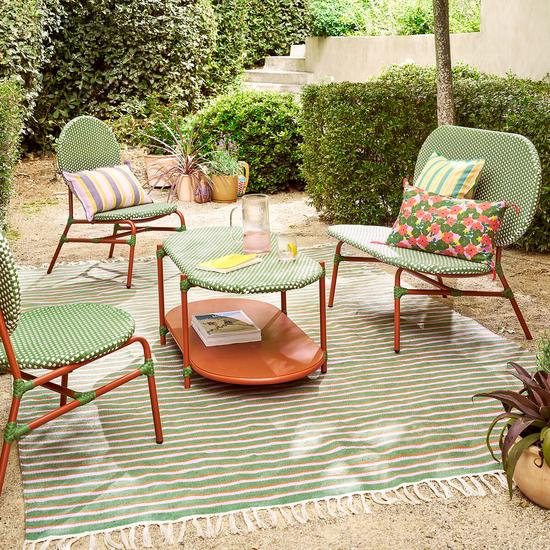 128151-Lot de 2 fauteuils bas de jardin matu rouge vert blanc La Redoute Interieurs-2-5