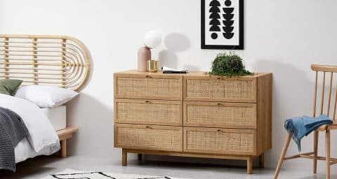 commode en rotin