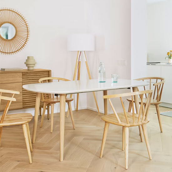 Table à rallonge en bois et blanc
