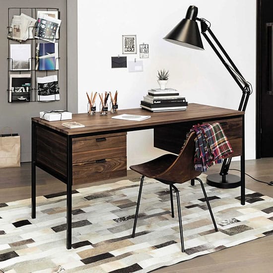 Matelpro Bureau Contemporain Avec Rangement Chene Sonoma Blanc Brillant Souade Amazon Fr Cuisine Maison