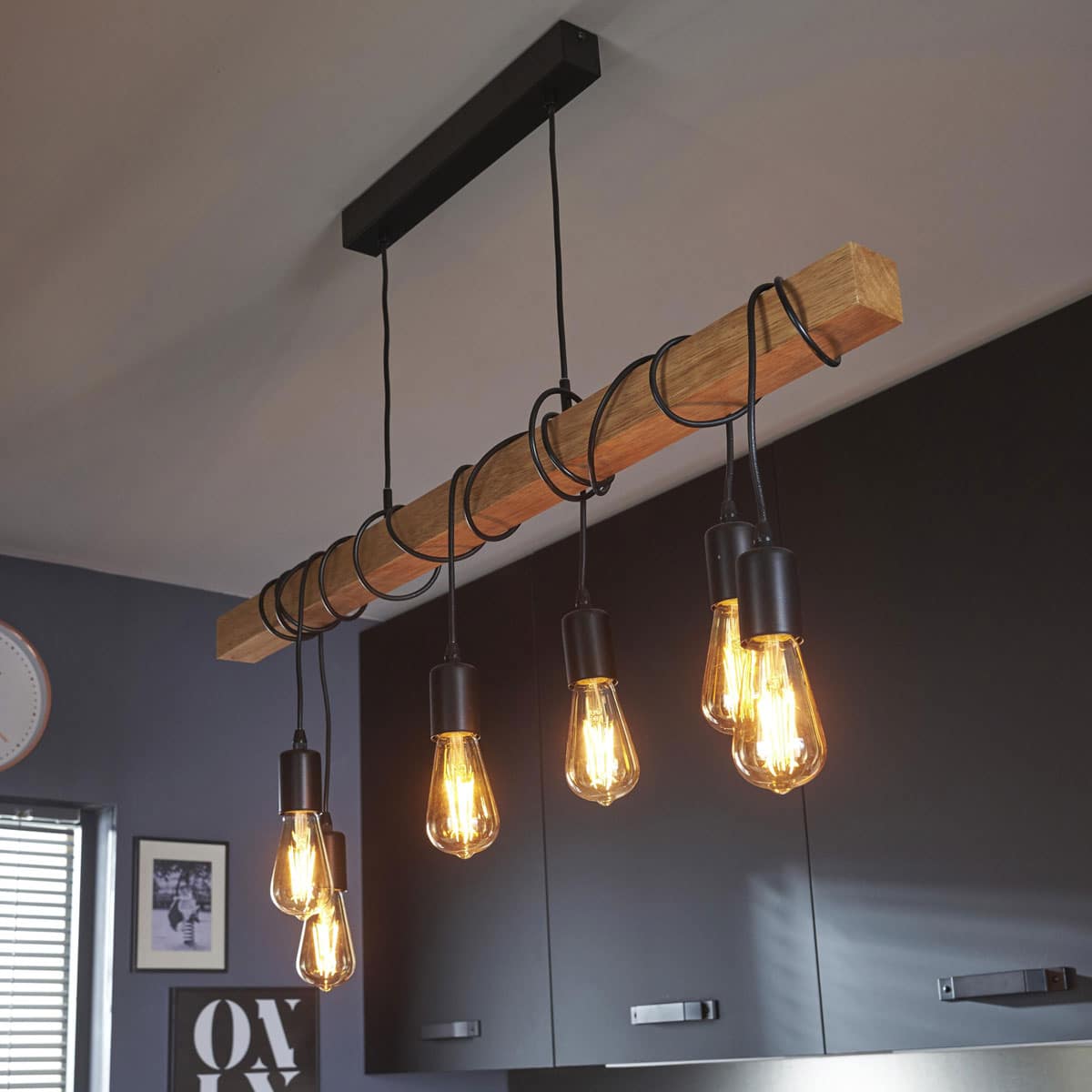 Suspension Industrielle En Tube De Béton - Luminaire Plafond Noir Pour îlot Cuisine, Salle à Manger, Chambre