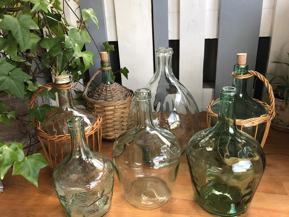Bonbonne En Verre Dame Jeanne 25L Avec Corbeille Plastique, Pour Vin Et Spiritueux, Neuve