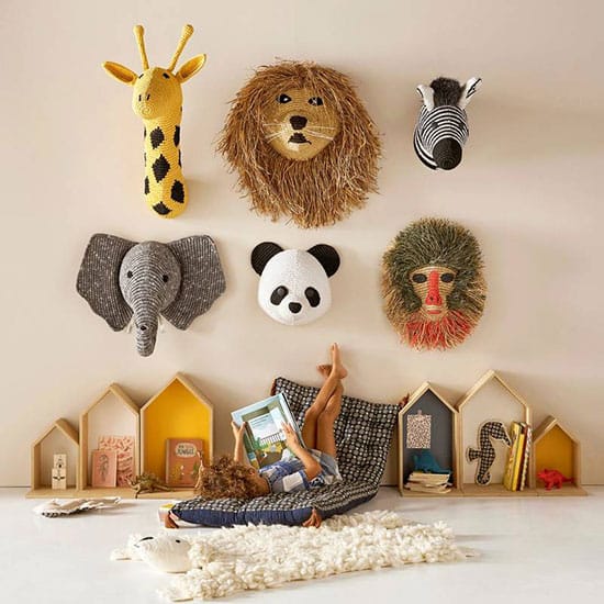 Têtes d'animaux pour mur de chambre d'enfant
