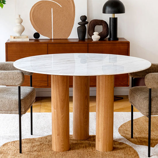 Table en marbre avec piètement en bois