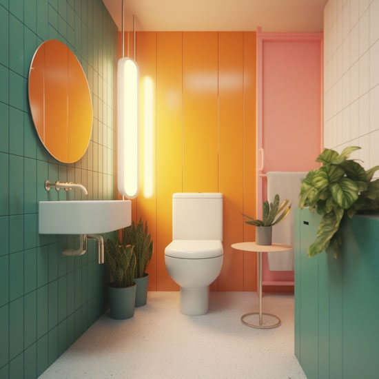 Des toilettes aveugle aux couleurs pop acidulées