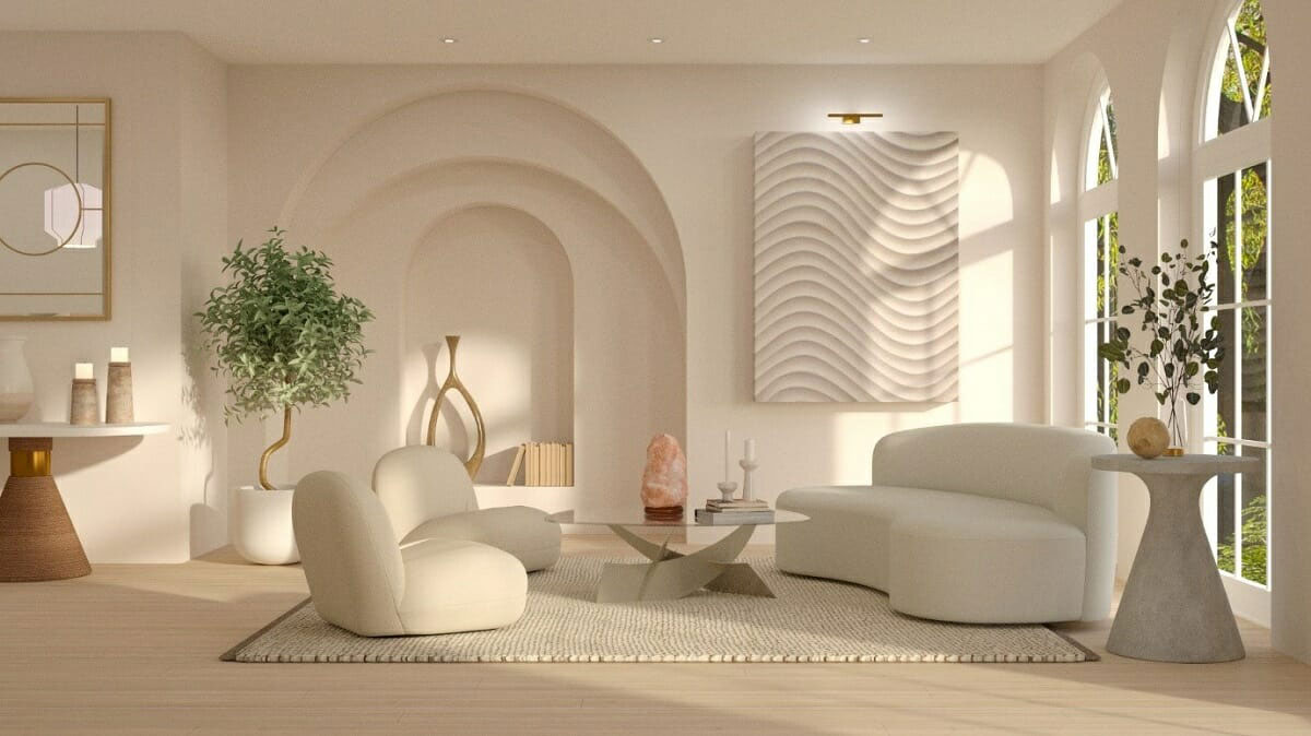 Magnifique rendu final 3D d'un salon créé avec Roomstyler