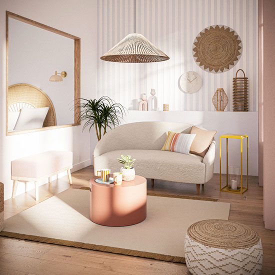 Misez sur un canapé bouclette Maison du Monde pour apporter de la douceur à votre intérieur