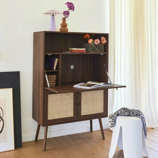 Secrétaire vintage cannage Bohème Secrétaire vintage cannage Bohème en ambiance Maisons du Monde