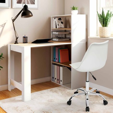 Bureau étagère scandinave BEN blanc et hêtre