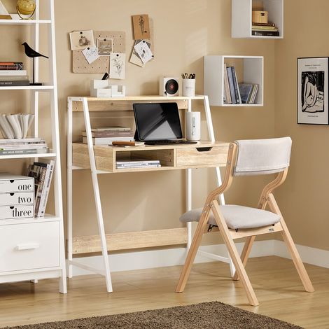 Bureau étagère compact Sobuy métal blanc
