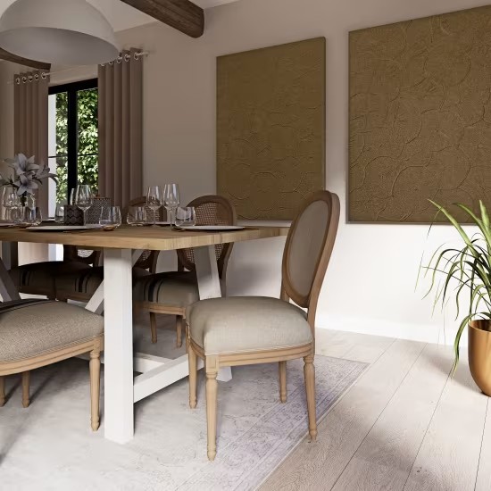 Chaise médaillon en bois et lin Maisons du Monde Chaise médaillon en bois et lin Maisons du Monde