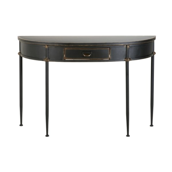 Console d'entrée Alienor en métal noir demi-lune