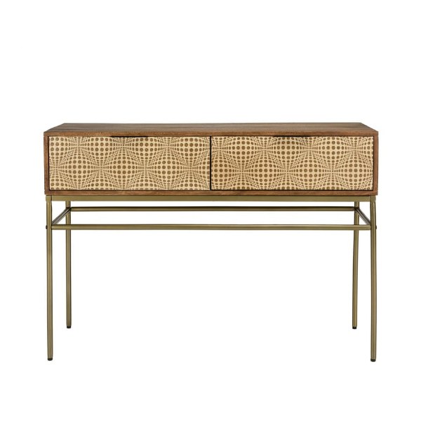 Console d'entrée Kanha vintage en manguier et pieds laiton