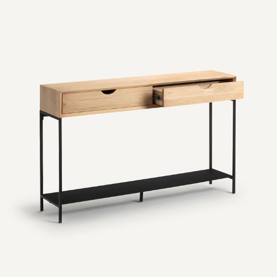 Console d'entrée Mambo en bois et métal noir