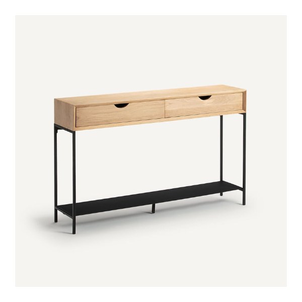 Console d'entrée Mambo en chêne et métal noir