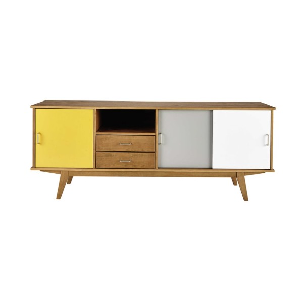Enfilade scandinave Paulette en pin 3 portes 2 tiroirs Maisons du Monde