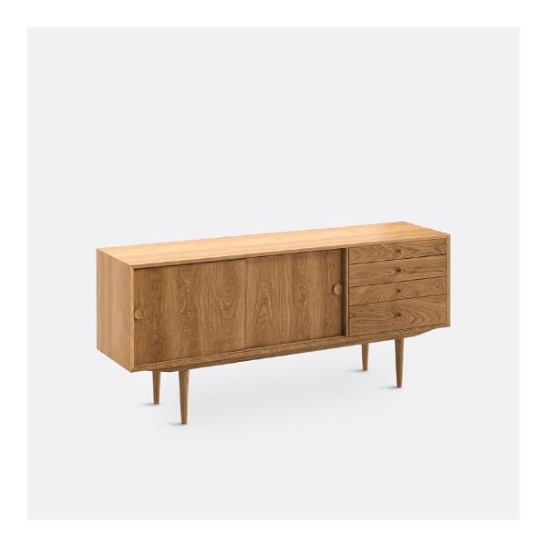 Enfilade scandinave Quilda bois clair 2 portes 4 tiroirs La Redoute
