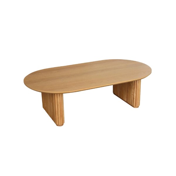 Table basse ovale Gabrielle bois hévéa placage chêne clair Table basse ovale Gabrielle bois hévéa placage chêne clair