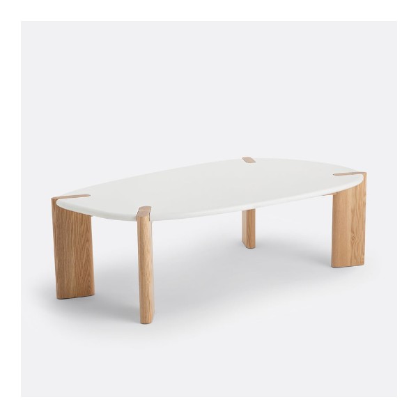 Table basse ovale Galet forme organique blanche La Redoute