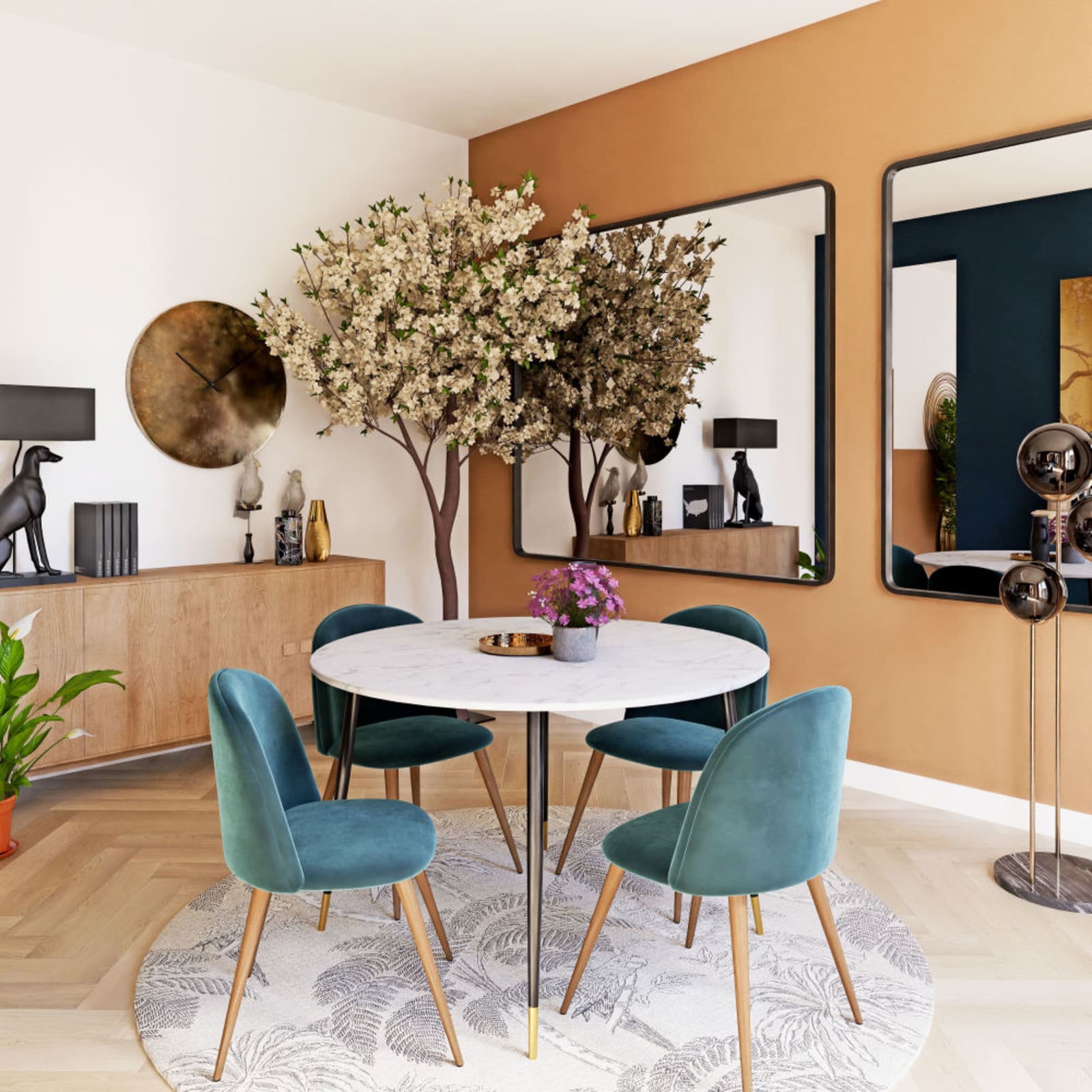 Horloge murale KOBE en aluminium strié coloris laiton D75 cm Maisons du Monde en ambiance