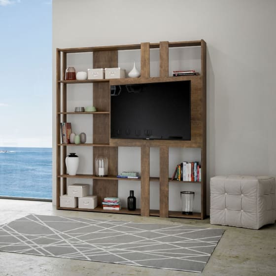 Bibliothèque meuble TV Kato bois noyer Maisons du Monde