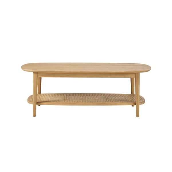 Table basse ovale en bois naturel et cannage Suzelle Table basse ovale Suzelle 2 plateaux en pin et cannage de rotin, Maisons du Monde
