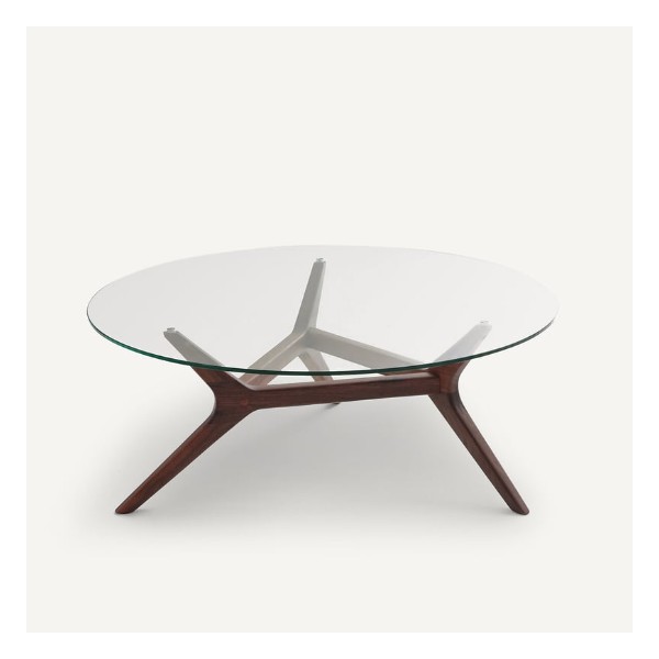 Table basse Maricielo AM.PM noyer et verre Table basse Maricielo AM.PM noyer et verre