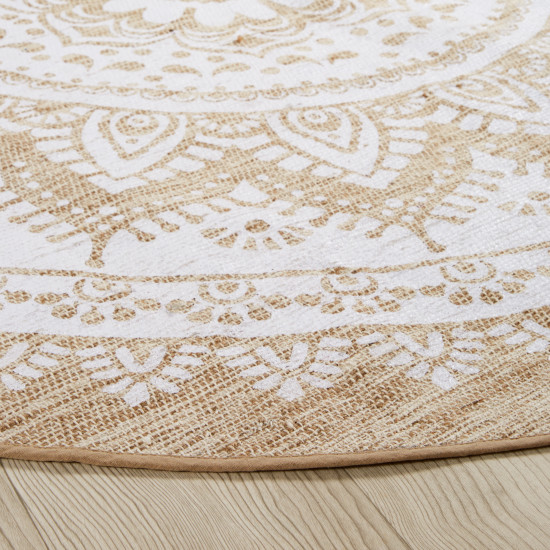 Tapis rond Mandala en jute et coton blanc Maisons du Monde