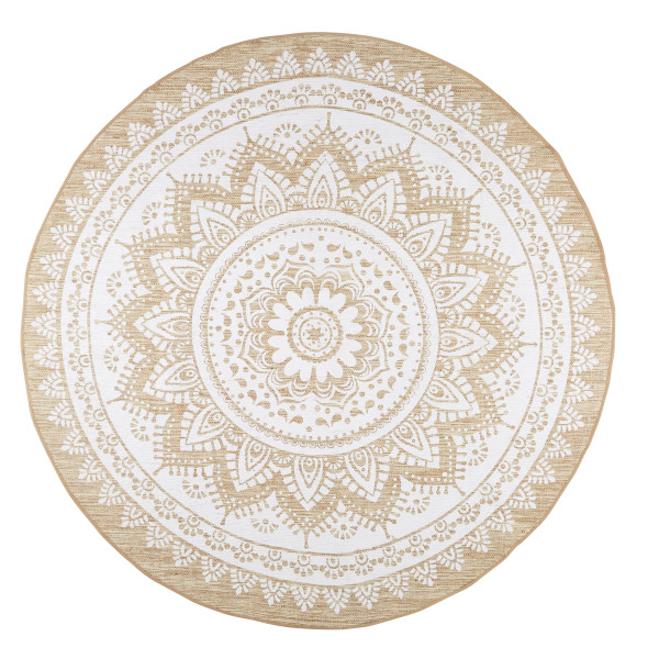 Tapis rond Mandala Maisons du Monde en jute et coton blanc D180