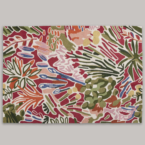 Tapis d'extérieur Musa Maisons du Monde motif végétal multicolore Tapis d'extérieur Musa Maisons du Monde motif végétal multicolore