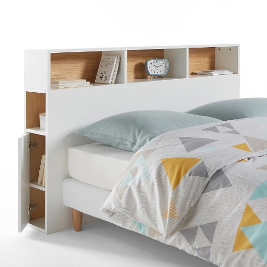 Tête de lit multi-rangements Biface Tête de lit Biface avec rangements en situation dans une chambre