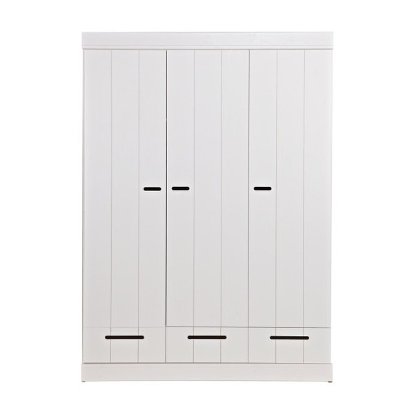 Armoire blanche Connect 3 portes en pin massif, Drawer