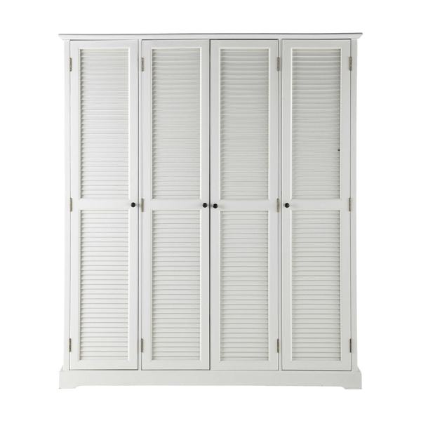 Grande armoire blanche Barbade 4 portes persiennes L170, Maisons du Monde