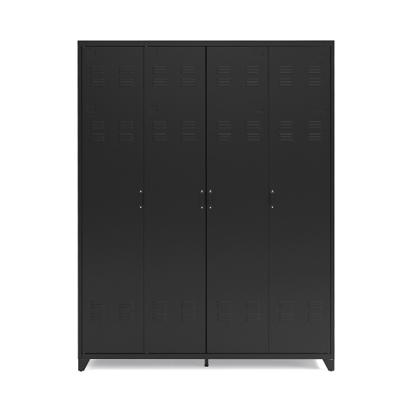 Armoire industrielle Hiba 4 portes en métal noir La Redoute