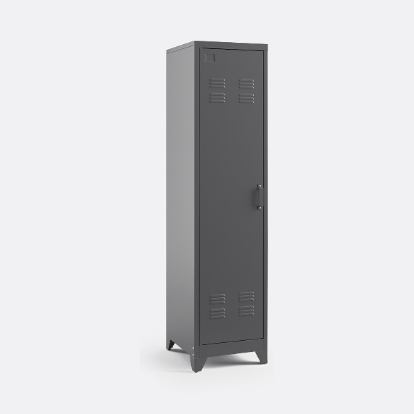 Armoire vestiaire américain Hiba en métal gris anthracite La Redoute