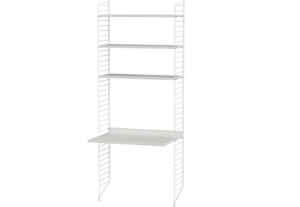 Bureau modulable String Furniture Combinaison A, structure blanche