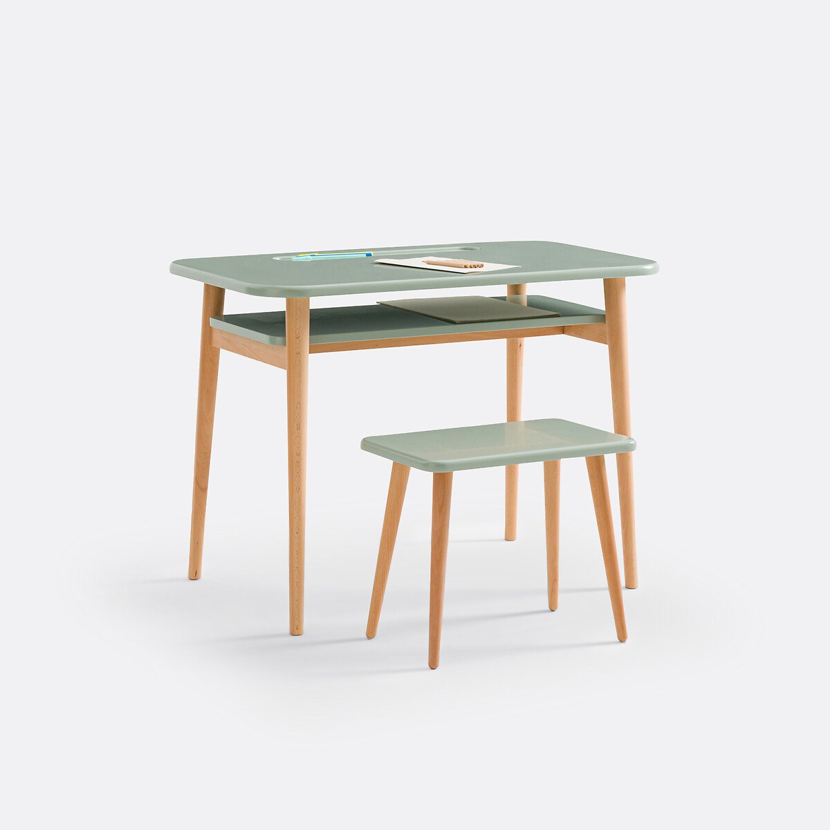 Bureau écolier avec banc intégré Bureau Banc Jimi La Redoute vert tilleul