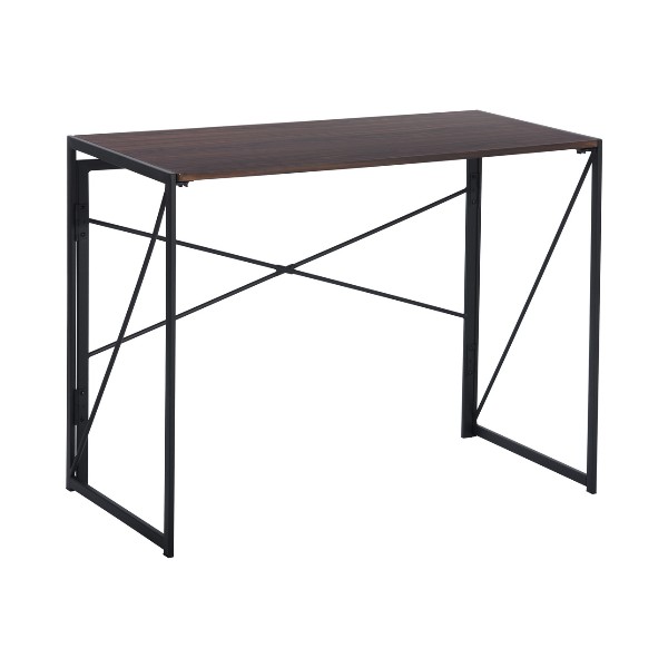 Bureau pliable Harper au plateau noyer et piètement en métal noir