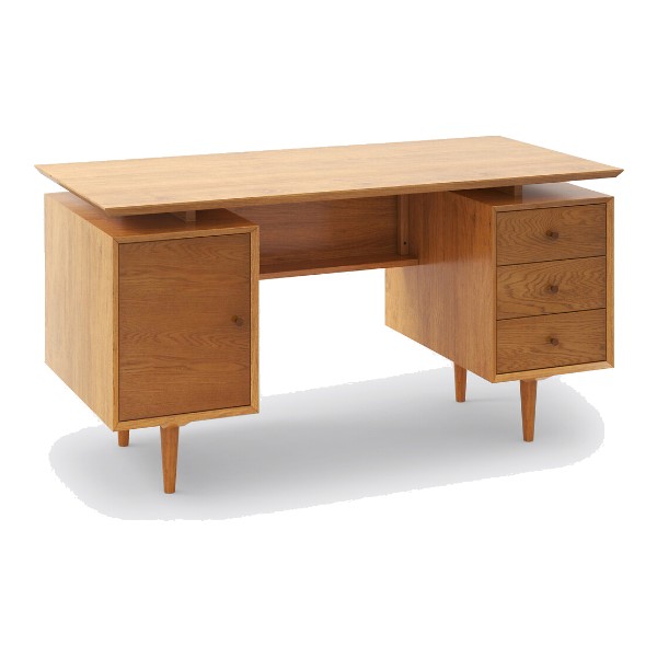 Bureau vintage double caisson Quilda en chene massif La Redoute