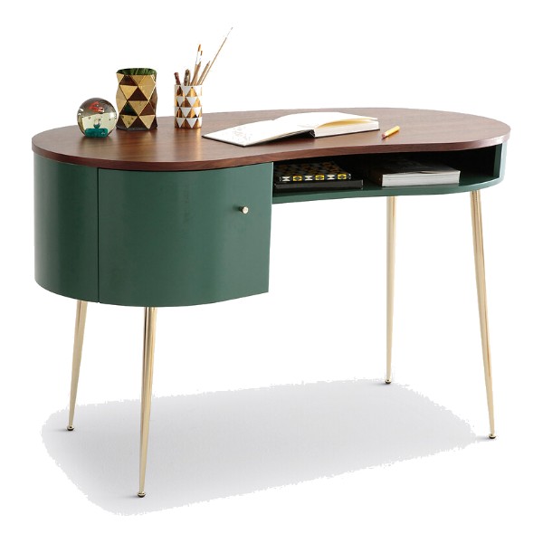 Bureau vintage Topim plaque noyer vert La Redoute