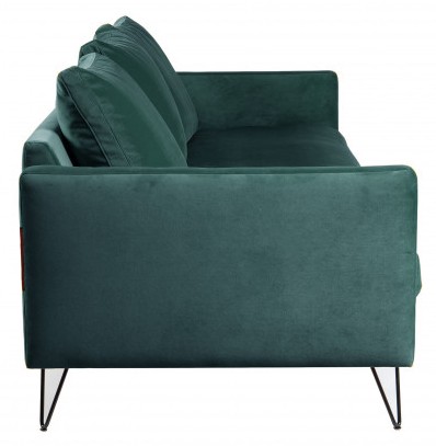 Canapé Villabon Drawer velours vert eucalyptus, vue de profil complète