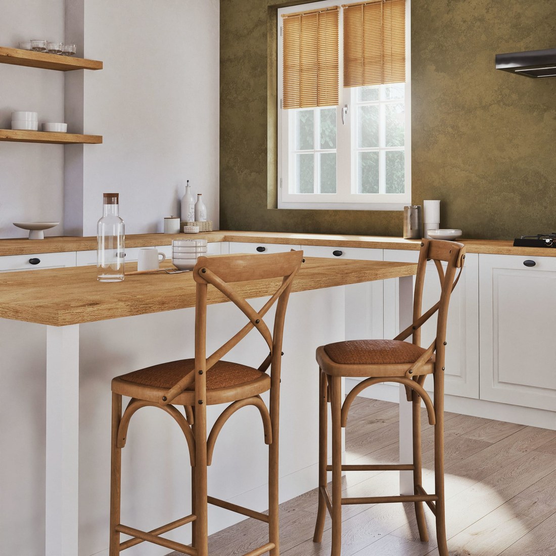 Tradition, la chaise de bar en frêne et rotin artisanale
