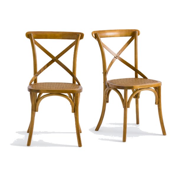Lot de 2 chaises bistrot Cedak en bois et cannage La Redoute
