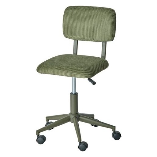 Chaise de bureau enfant a roulettes en velours cotele kaki, Vertbaudet via La Redoute