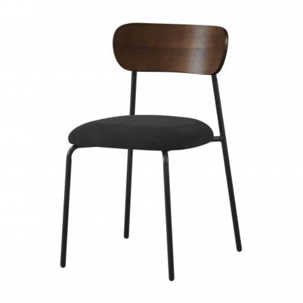 Chaise industrielle en bois foncé et métal noir Jess