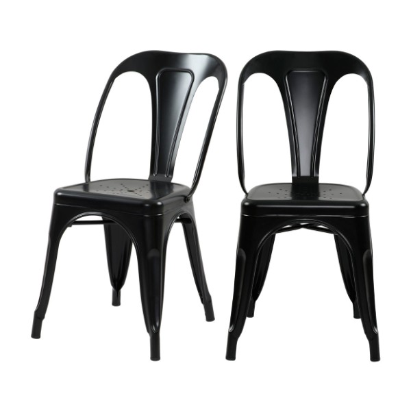 Chaise industrielle en métal noir mat modèle Indus
