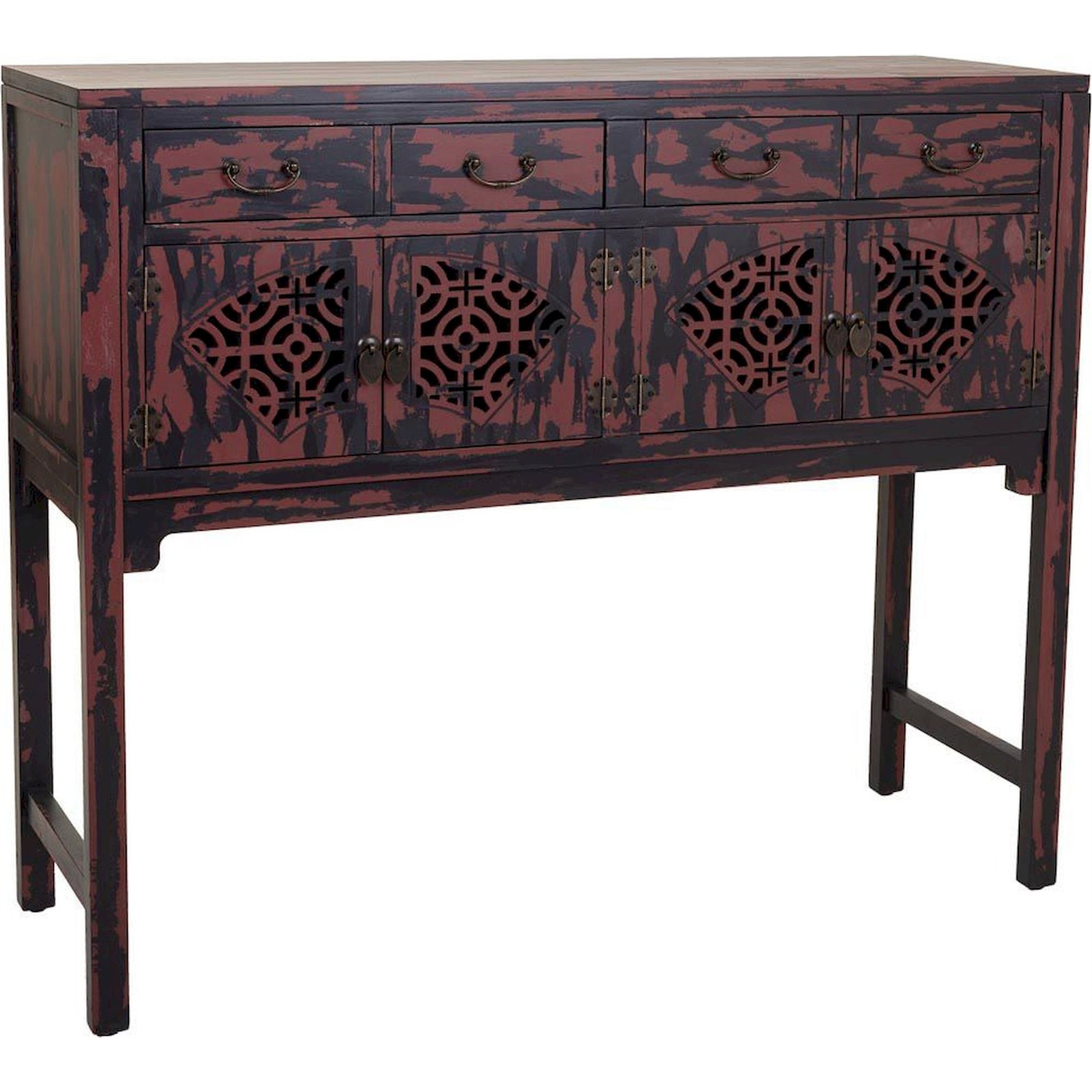 Console orientale en bois sculpté dans une entrée
