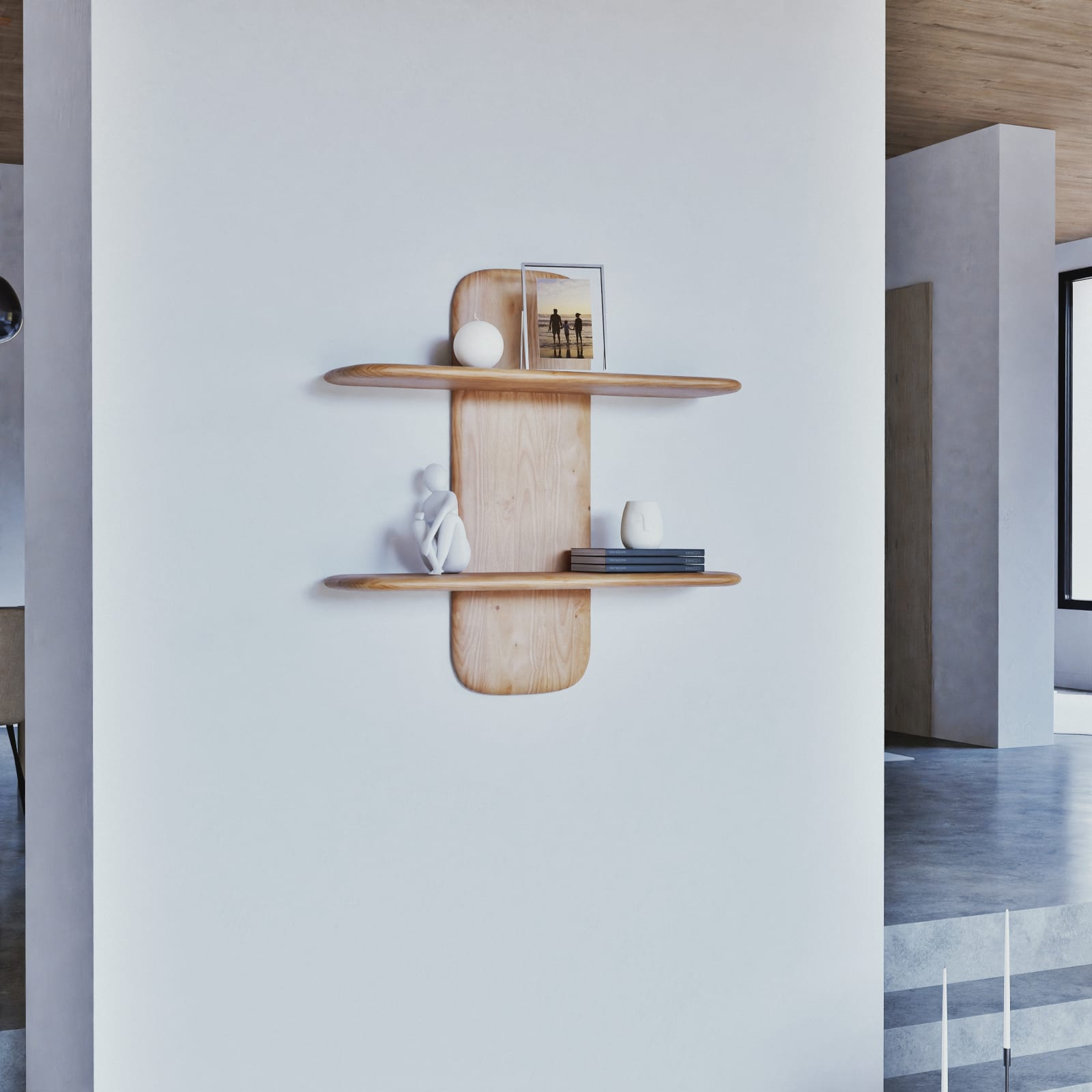 Étagère murale en bois d'hévéa Asle Maisons du Monde en ambiance