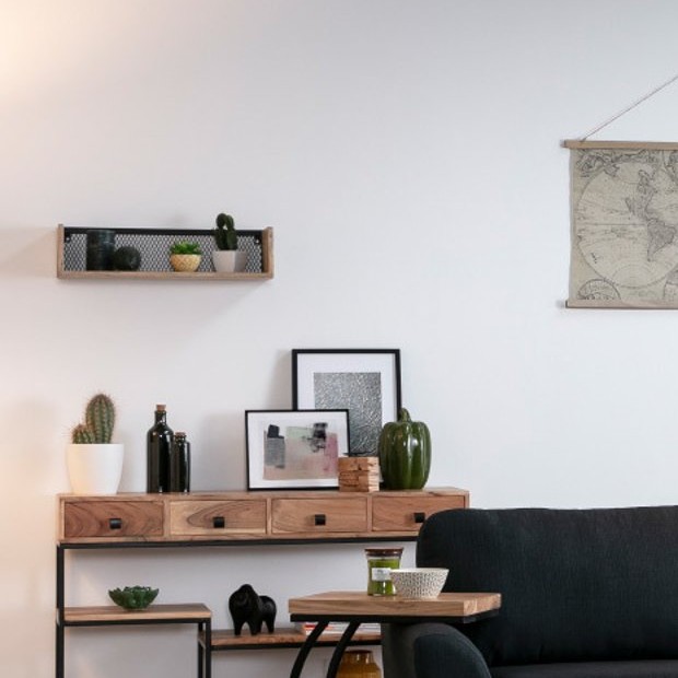 Étagère murale industrielle RACK en bois manguier